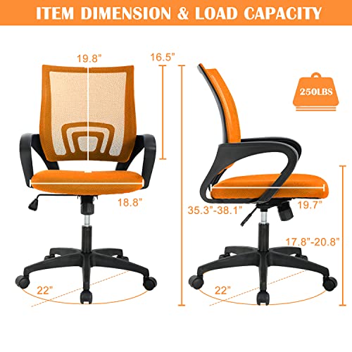 Desk Chair Office for Women, Mesh Task Ergonomic with Thick Cushion Seat, Lumbar Support & Back, Computer Executive Adjustable Comfy Home Reading Working, White