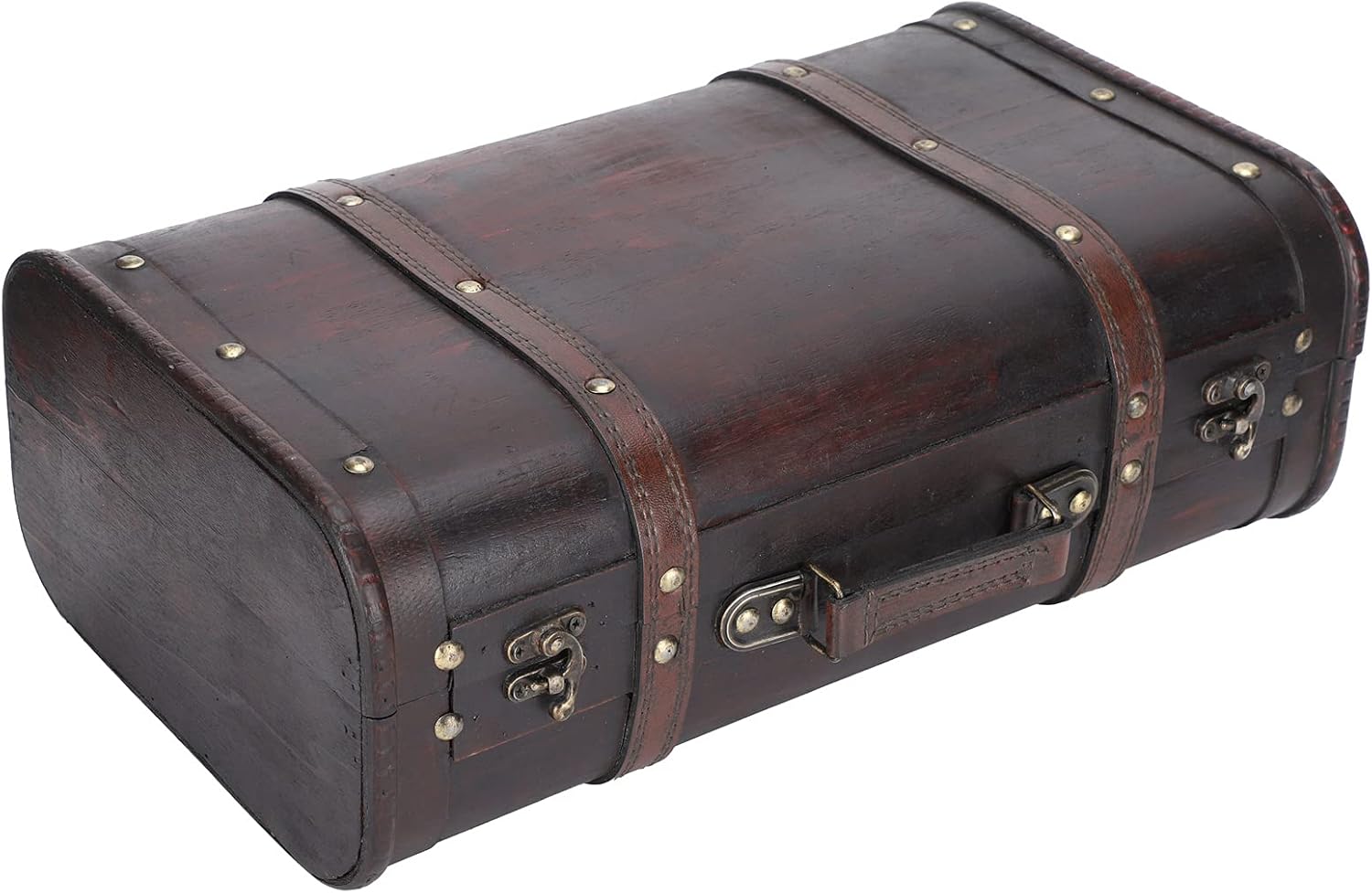 Antique Wooden Case, Retro Nostalgic Suitcase Wooden Suitcase, Double‑Layer Design for Home Home Decoration