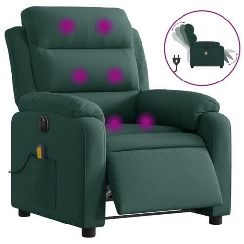 Electric Massage Recliner Chair Dark Green Velvet,Electric Massage Recliner Chair with 6Point, for Enhanced Relaxation Armchairs Recliner Sleeper Chairs for Living Room