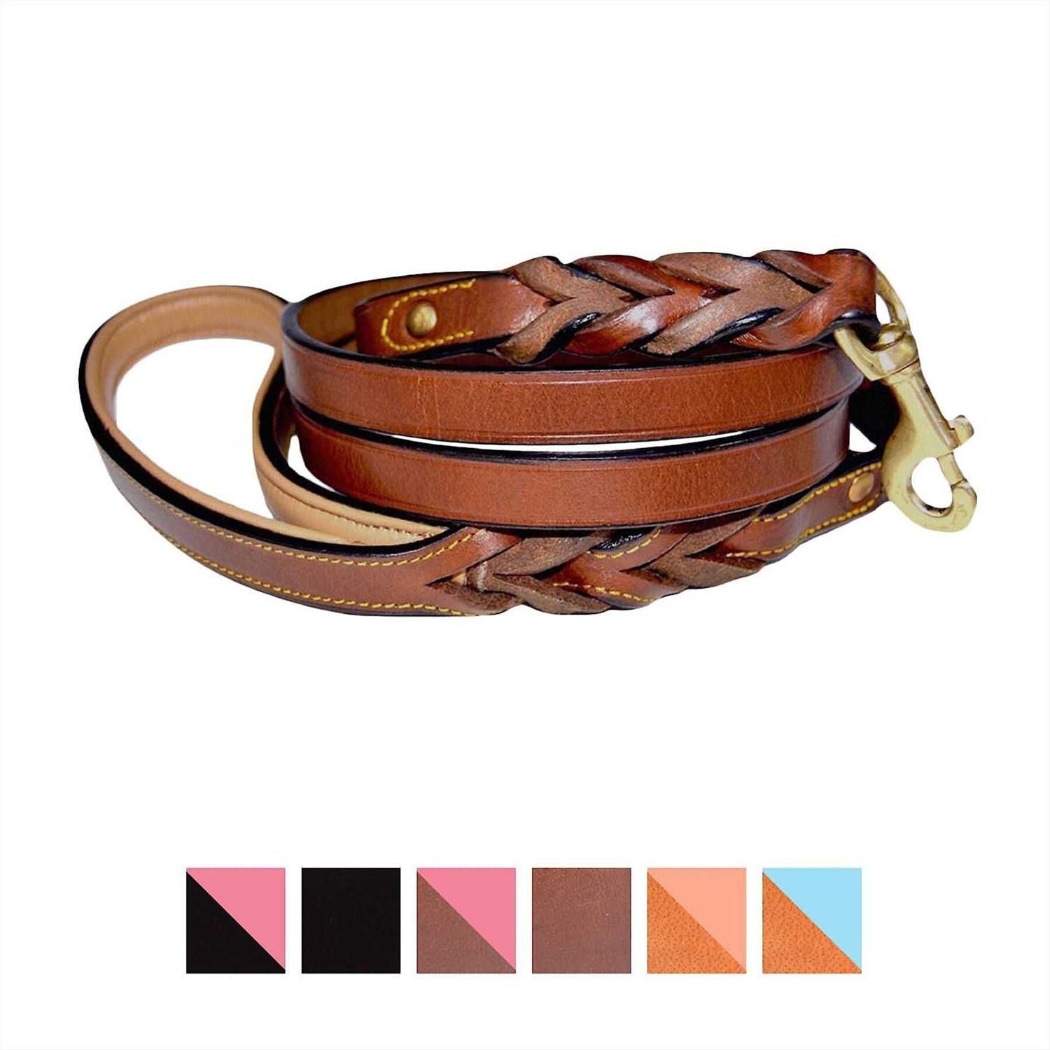 Soft Touch Collars Leather Braided Dog Leash - Pet Supplies online store
