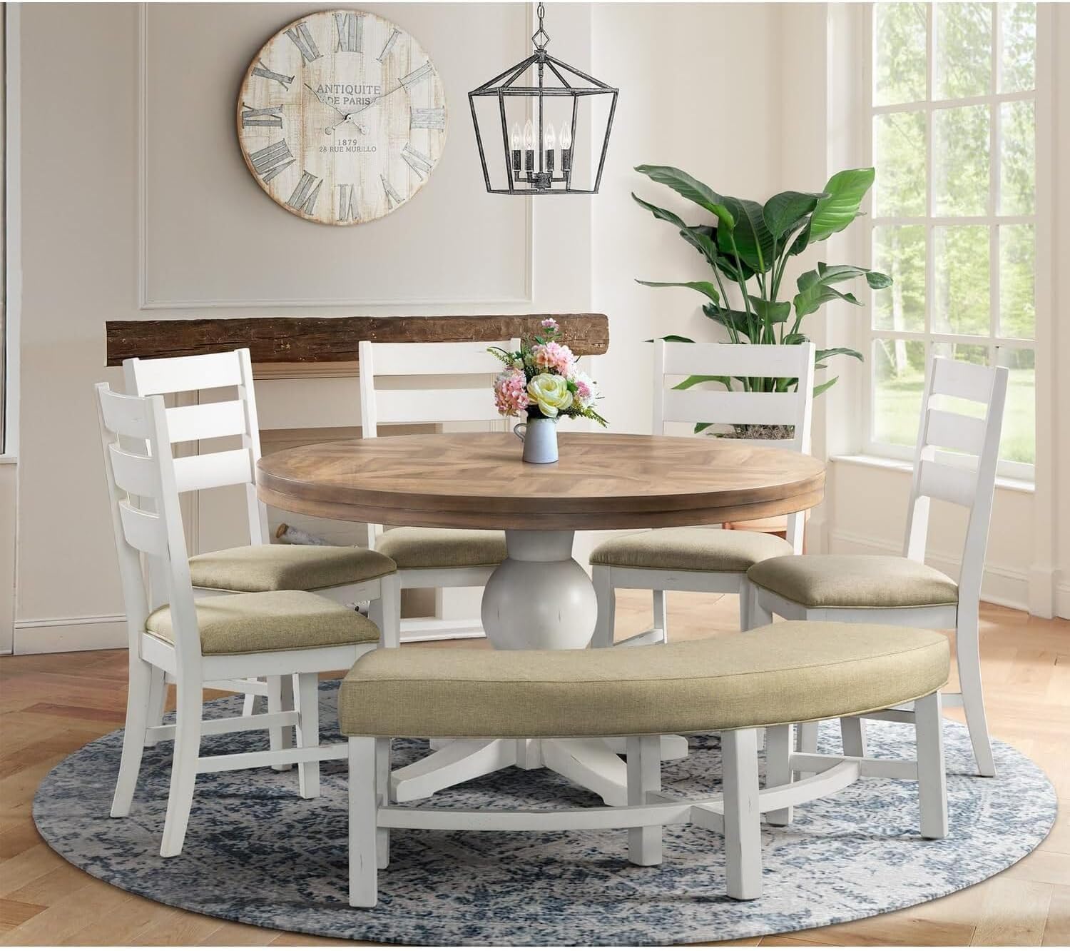 Tuscan Temptations Round 6Pc Dining Set-Table, Four Side Chairs, and Bench