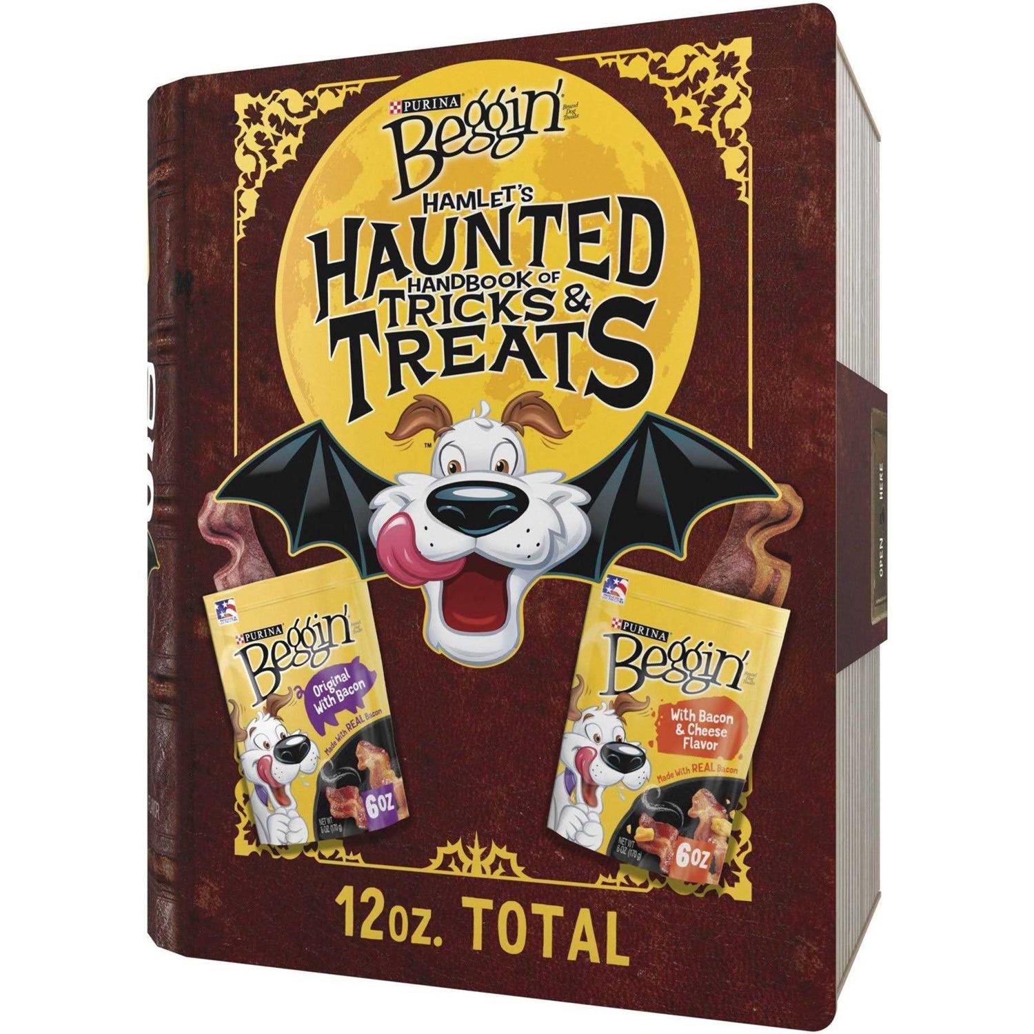 Purina Beggin Hamlets Haunted Handbook of Tricks and Treats Original with Bacon and with Bacon and Cheese Flavor Halloween Dog Treats - Pet Supplies online store
