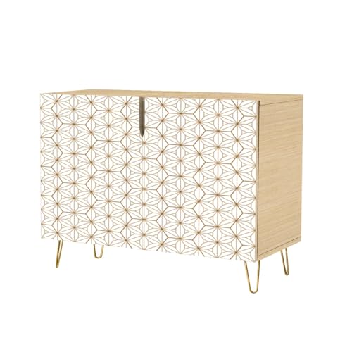 Mid Century Sideboard Buffet Kitchen Storage Cabinet with 2 Doors seamless pattern 3D for festive brochure website print Cupboard Console Table Bar Cabinet for Dining Room Hallway