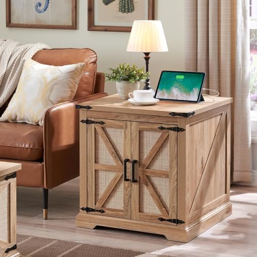 Farmhouse End Table with Charging Station,24