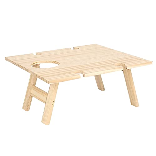 Portable Wooden Picnic Table Outdoor Folding Desk Fruit Snacks Food Tray Wine Glass Rack Holder Portable Picnic Table Foldable Small