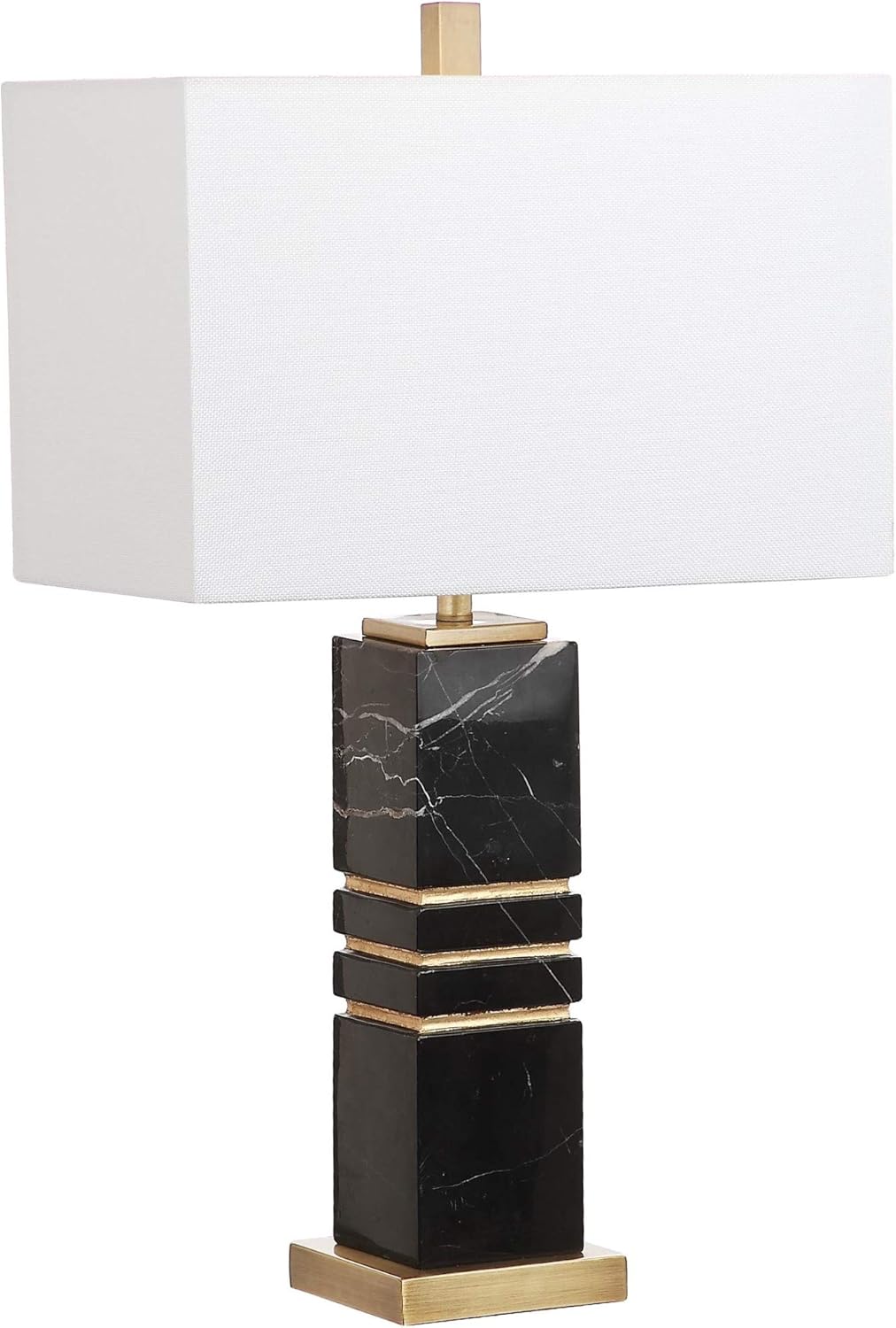 SAFAVIEH Lighting Collection Jaxton Modern Black/ Gold Marble 28-inch Bedroom Living Room Home Office Desk Nightstand Table Lamp (LED Bulb Included)