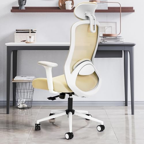 Office Chair with 4D Armrest Adjustable Lumbar Support and Headrest Office Chairs for Heavy People Big and Tall Office Chair with Thickened Seat Cushion Metal Base Desk Chair