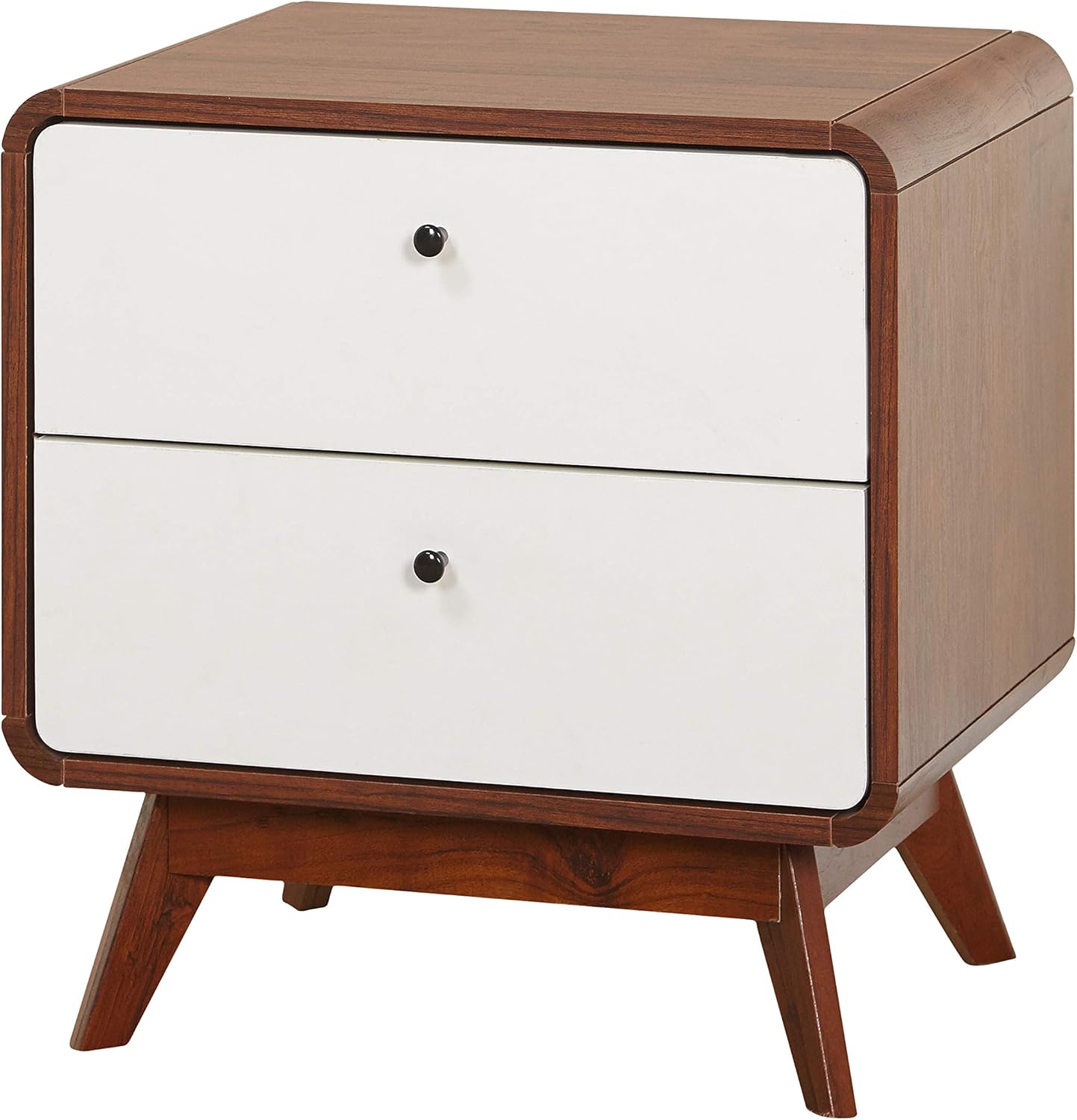 Cassie Mid Century Modern Two Drawer Bedroom Nightstand, 20.25