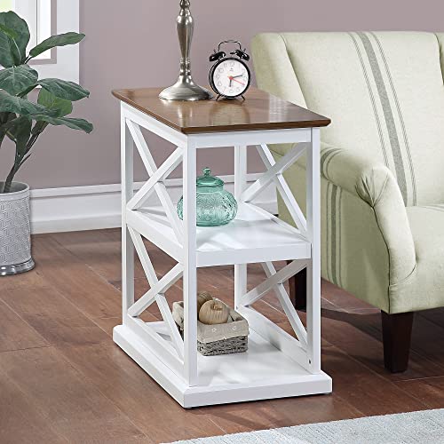 Convenience Concepts Coventry Chairside End Table with Shelves, Driftwood/White