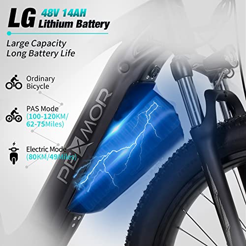 PEXMOR Electric Bike for Adults, 750W Ebike 32MPH 48V 14AH Removable Battery Electric Bicycle,26