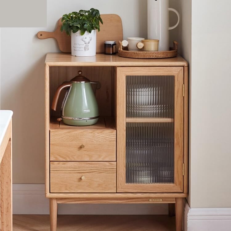 Bufetera All Solid Wood Sideboard Nordic Household Oak Sideboard Modern Simple Tea Cabinet Living Room Storage Cabinet