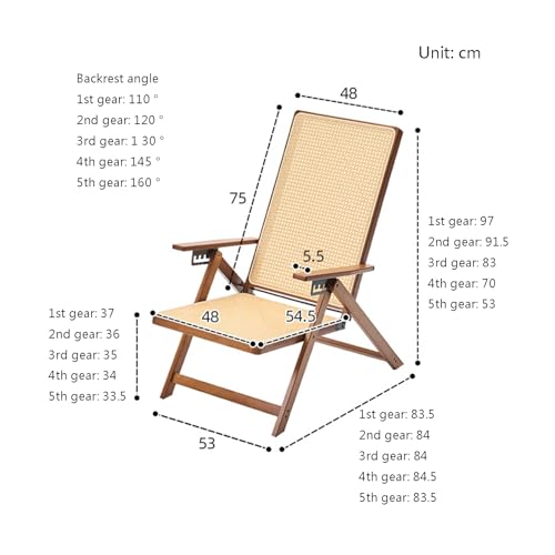 SBCC Foldable Rattan Chair/Sitting and Lying/Office, Home Lunch Break Recliner/Free Installation, Balcony Leisure Chair(Brown)