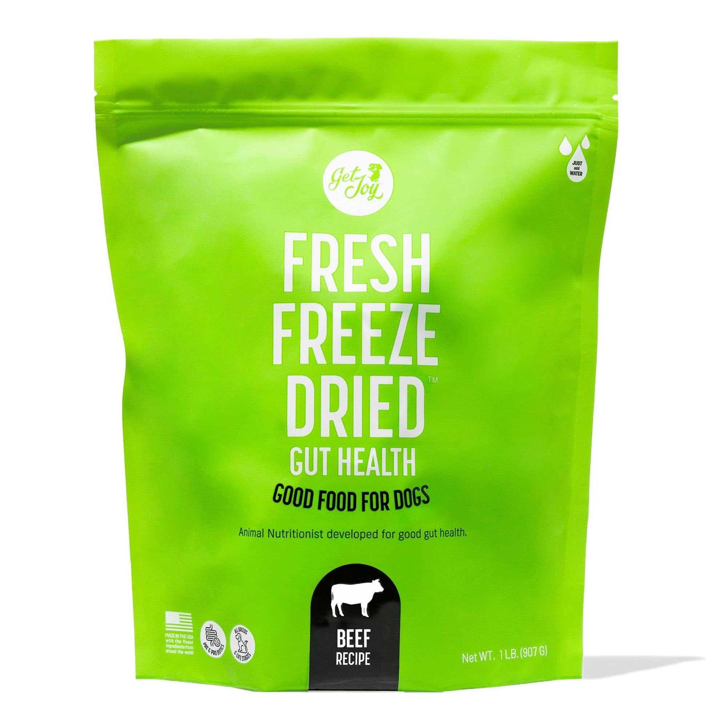 Get Joy Gut Health Fresh Freeze Dried Raw Meal, Beef Recipe Bag, Dog Food for Dogs of All Breeds and Life Stages - Pet Supplies online store