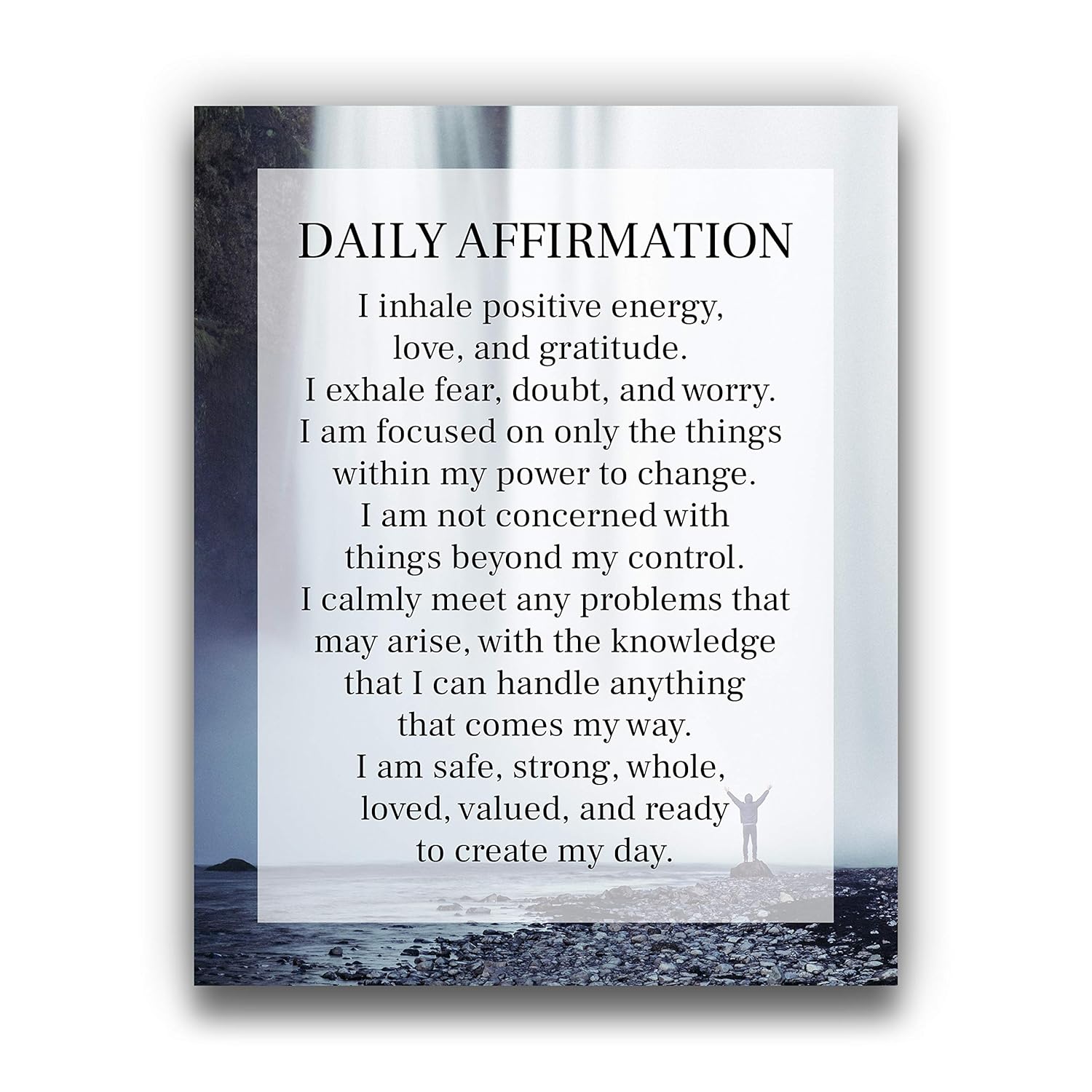 Daily Affirmation Inspirational Print | 8x10 UNFRAMED Motivational Wall Art | Ideal for Home or Office Décor | Great Modern Typographic Gift for Graduates, a New Job, Students | Create Your Day!