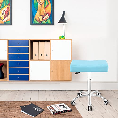 Antlu Adjustable Rolling Swivel Stool Chair for Massage Office Tattoo Kitchen, Work Heavy Duty Stool with Wheels (Black, with Foot Rest)