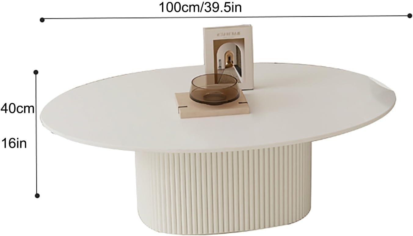 Coffee Table-Oval Wood Table, Living Room Table with Open Shelving with 2-Tier Storage Shelf, Small Modern Furniture Living Room&Home Office, Easy Assembly