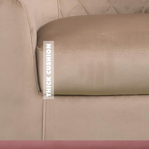 Wesley Upholstered Mid-Century Modern Accent Tub Barrel Club Arm Chair with Matching Ottoman, Small Spaces, Living Room, Velvet Beige