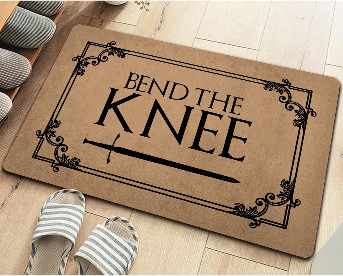 ZQH WelcomeDoor Mat Bend The Knee Doormat Game of Thrones Door Rugs Welcome Funny Mats (23.6 X 15.7 in) Non-Woven Fabric Top with a Anti-Slip Rubber Back Door Rugs Target Doormat
