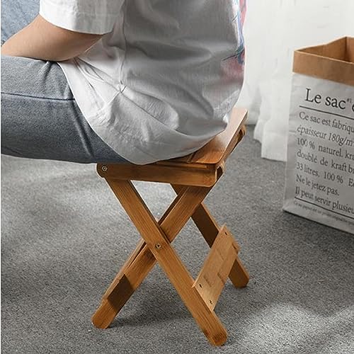 Foldable Bamboo Stool Outdoor Camping Stool Fishing Chair Stool Step Stool Wood Stool Folding Wood Chair for Living Room Bathroom Bedroom Garden Study Balcony (2 Pcs)