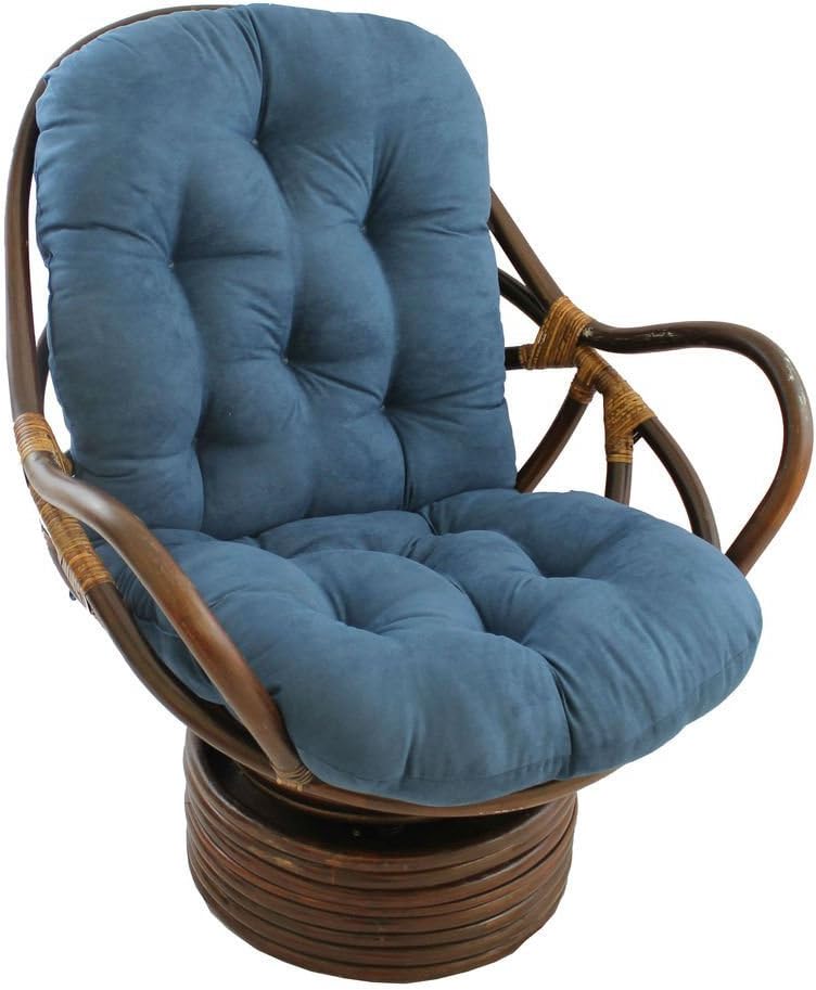 International Caravan Furniture Piece Rattan Swivel Rocker with Micro Suede Cushion
