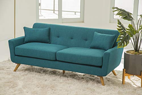 Abbyson Living Bradley Fabric Sofa - Mid-Century, Upholstered Finish, Blue