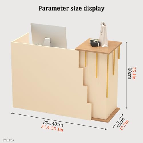 Office Reception Desk, Front Desk Reception with Lockable Drawers, Standing Reception Counter Desk, Retail Checkout Counter Table Welcome Desk(Black Texture,39.3