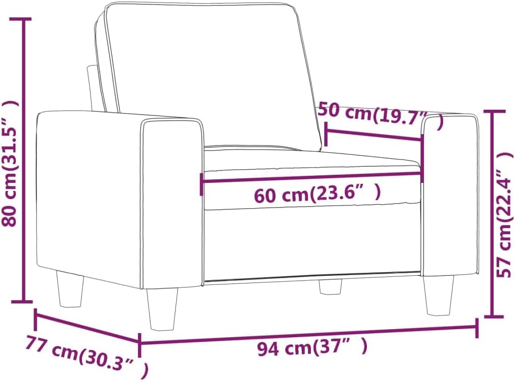 Sofa Chair Light Gray 23.6