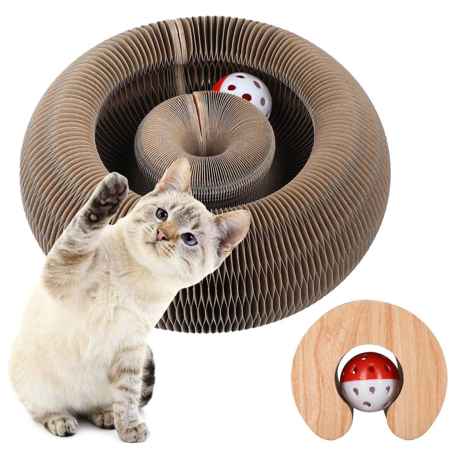 Fluffydream Magic Cats Scratching Board Interactive Scratch Pad Scratcher with Ball - Pet Supplies online store