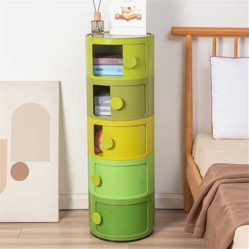 Side Table Bedroom, Round Nightstand with Storage, Round Nightstand with Slide Drawers, Small Round Side Table for Living Room, Bedroom(Green,12.6in*29.9in)
