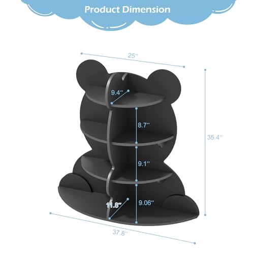 Duck Kids Bookshelf Toddler Bookcase 4-Tier Baby Book Rack Children Toy Storage Organizer Wood Display Shelf for Nursery Playroom Bedroom Classroom School Homeschooling Boy Girl’s Gift (Yellow Duck)