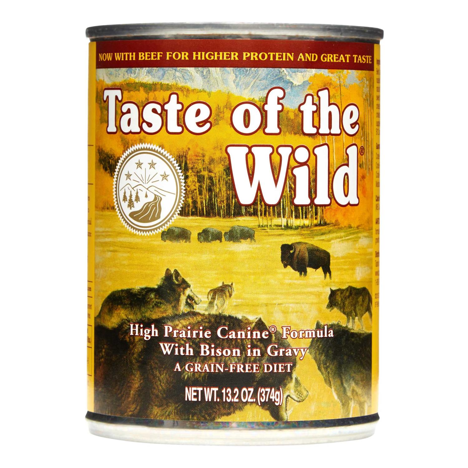 Taste of the Wild High Prairie Grain-Free Canine Recipe Wet Canned Dog Food with Bison in Gravy, 13.2 oz., Case of 12 - Pet Supplies online store
