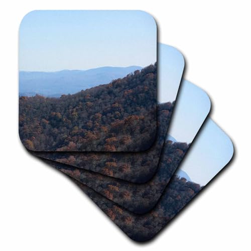 Set of 8 Ceramic Tile Coasters - Photograph of Autumn Colored Mountains at Buck Springs Gap. Stamp City - Nature