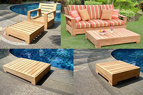 Grade-A Teak Wood Leveb 6 Pc Sofa Set - 1 Sofa (3 Seater), 2 Lounge Chairs, 1 Ottoman, 1 Coffee Table & 1 Side Table (Furniture only) #32LV6