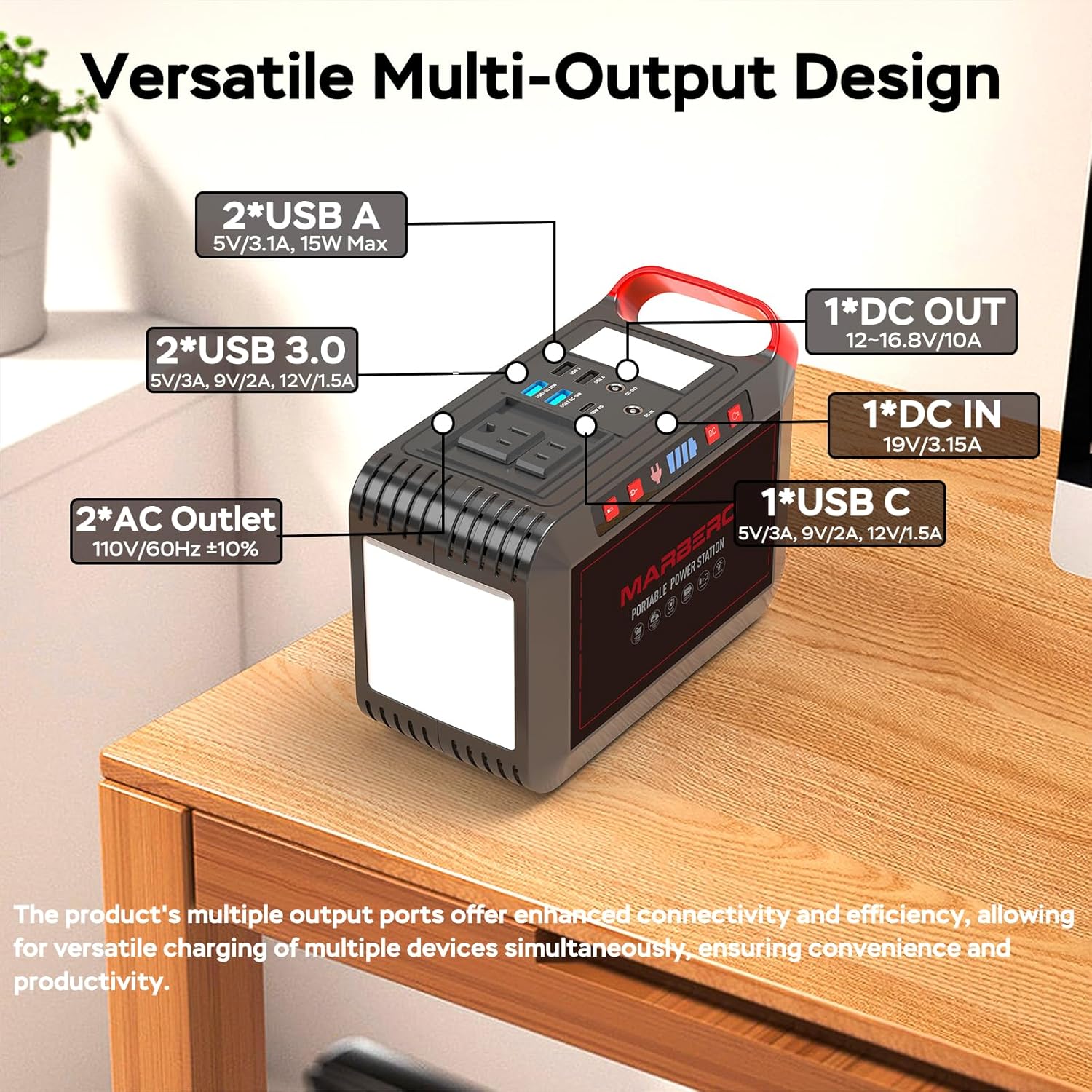 MARBERO Solar Generator 375W Peak Portable Power Station with Solar Panel Included Camping Power Supply 237Wh with Foldable Solar Panel 100W for Outdoor RV Fishing Emergency
