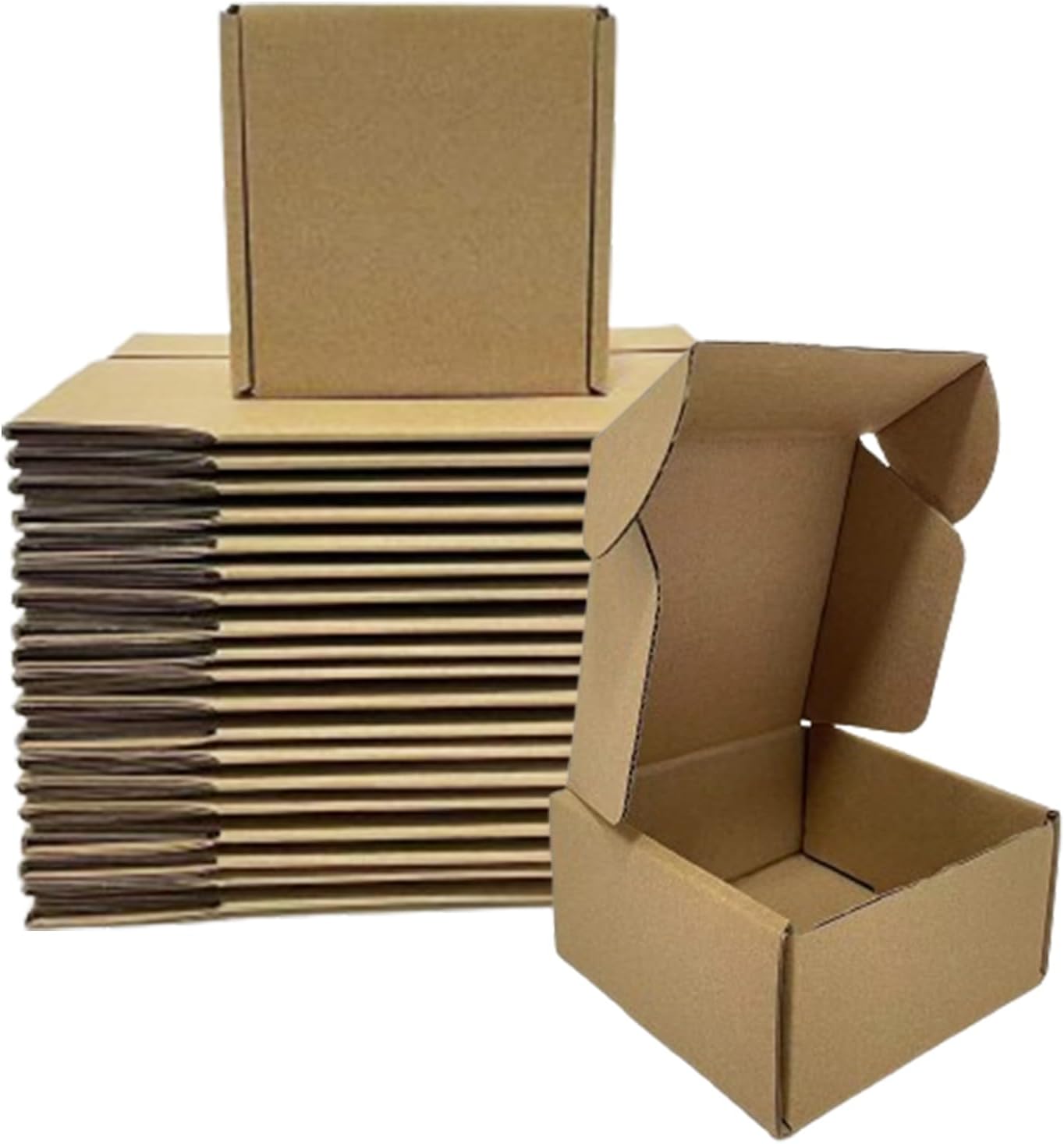 Rong Yang Tong 4x4x2 inch Small Shipping Boxes Pack 50, Brown Corrugated Cardboard Mailer Boxes for Packing Mailing Small Business Gift Packing