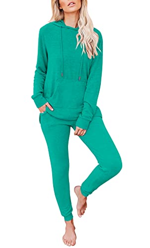 Women Two Piece Outfits Casual Lounge Sets Pullover with Drawstring Workout Sets Athletic Tracksuit Sweatsuit