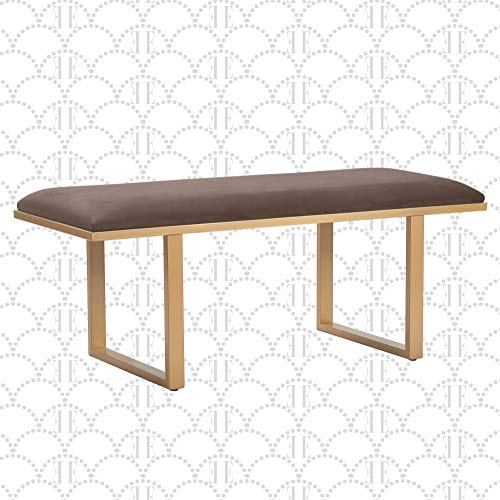 Elle Decor Remi Velvet Bedside Bench, Upholstered Ottoman, Entryway Accent Furniture, Easy Assembly, Dark Grey