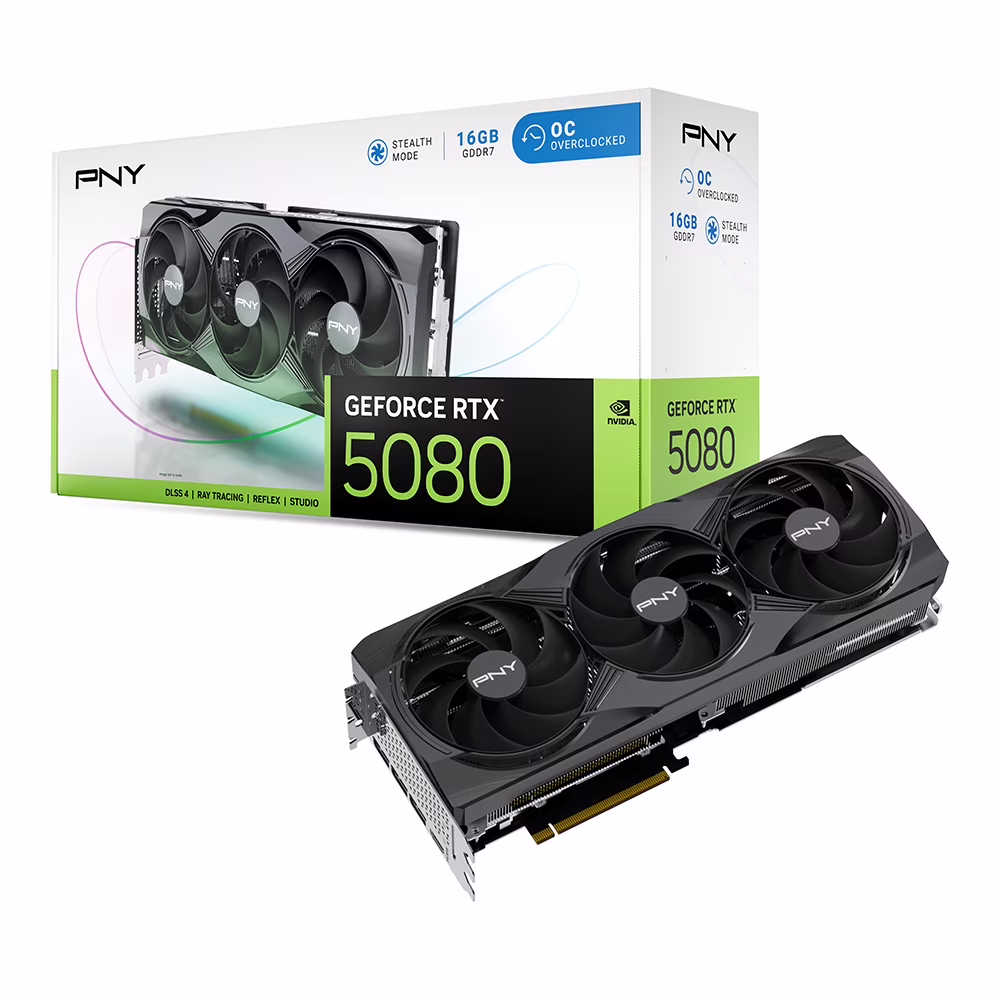 PNY GeForce RTX 5080 OC 16GB 256-Bit GDDR7 DLSS 4 PCI Express 5.0 x16 Graphics Card VCG508016TFXPB1-O
