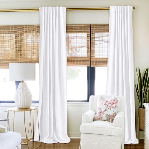 zeerobee Cream Blackout Curtains 72 inches Long 2 Panels Set, 100% Blackout Curtains for Bedroom 72 inches Long, Back Tab/Rod Pocket Thermal Insulated Curtains for Living Room - Cream, W50 X L72