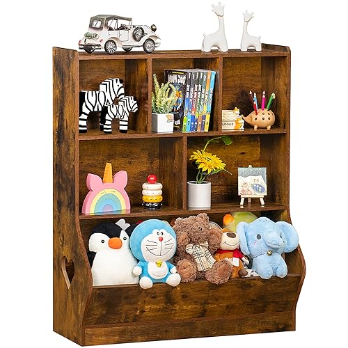 Lerliuo Baby Toddler Bookshelf and Toy Storage Organizer, Kids Toy Cabinet and Bookcase, Wooden 3 Cubby Children Book Shelf for Playroom, Bedroom, Nursery, School 23.62'' H (White)