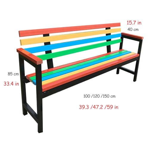 Patio Wooden Bench, Wood Loveseat with Ergonomic Backrest, Curved Armrests, Sloping Seat, Garden Slatted Bench, Ideal for Patio, Park, Porch, Yard, Lawn (Size : 47.2in/120cm)