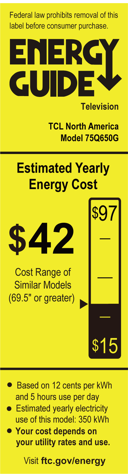TCL 75” 4K QLED HDR Smart TV, Google TV, Dolby Vision, Game Accelerator, 75Q650G