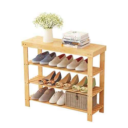 Shoe Storage Shoe Rack Organizer Shelf 3-Tier Shoe Rack Bench Slippers Shelf Storage Upright Multifunctional Bamboo Free Standing Saves Space