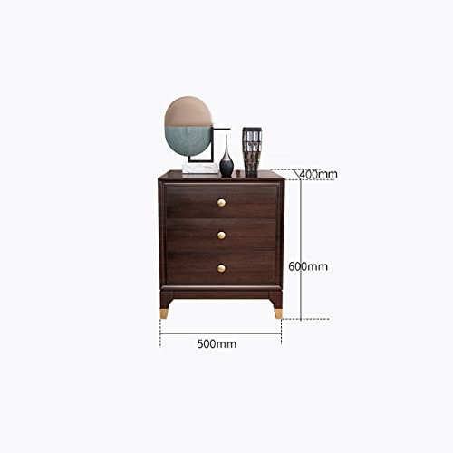 Light Luxury Nightstand, Modern Solid Wood Bedside Tables with 3 Drawers, Wooden Night Stands, Side Table Storage Corner Cabinet for Bedroom Home Furniture (Color : A)