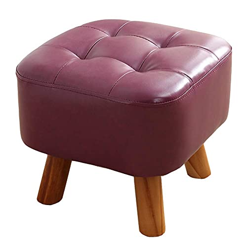 Sofa Stool Footstool Wooden Ottoman Chair Stool,upholstered Pouf Seat Solid Wood Shoe Bench Stool Home Living Room-e 35x35x34cm(14x14x13inch)