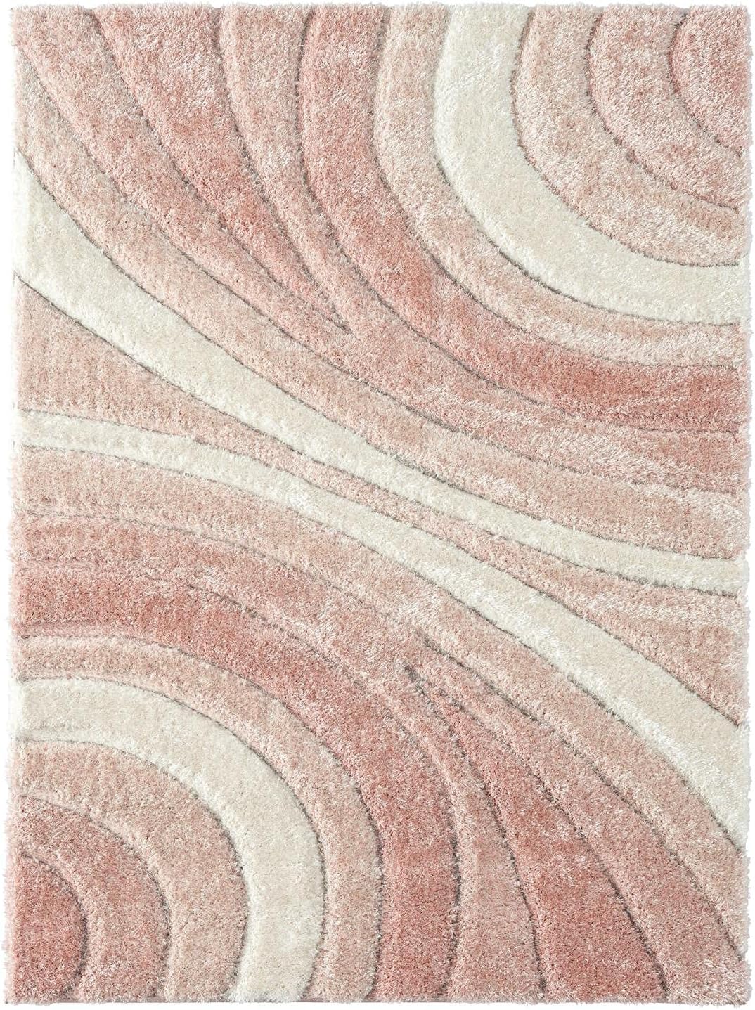 LUXE WEAVERS Lantanas Collection 7070 Pink 8x10 Modern Shag Geometric Area Rug