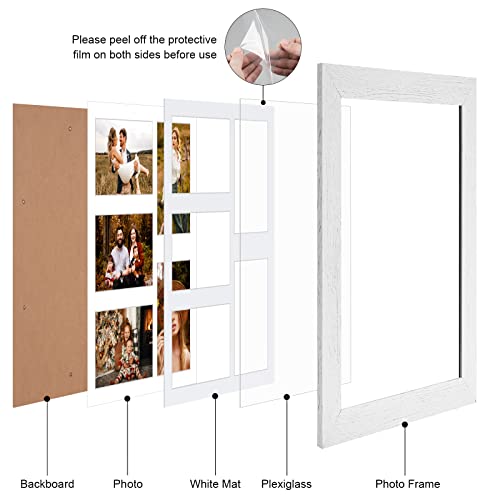 11.8x21.8 Picture Frame Display 8 opening 4X6 Picture Frame Collage,Multi Photo Frame with Mat,Plexiglass,Wall or Tabletop Decor,Natural Wood Grain