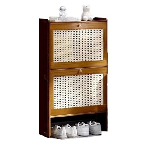 Shoe Rack Slim Shoe Storage Cabinet for Entryway, Bamboo Shoe Organizer with Flip Drawers, Free Standing Shoe Cabinet for Closet, Hallway Shoes Organizer