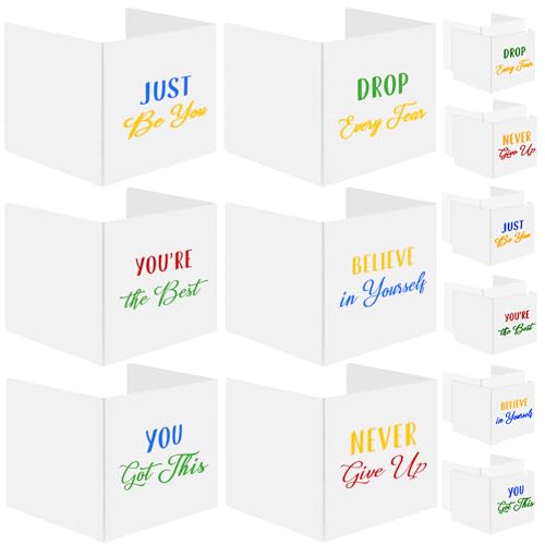 24 Pack Desk Dividers for Students, Waterpoof Test Divider Inspirational Privacy Boards Plastic Privacy Folders Study Carrel Privacy Shields Boards for Student Desks(White)