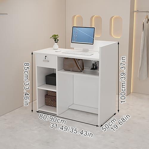 Front Desk Reception Counter Modern Reception Counter Desk with Lockable Drawers Company Counter Front Desk with Counter for Supermarket Hotel Clothing Store Milk Tea Shop.(Pink,80x50x100cm)